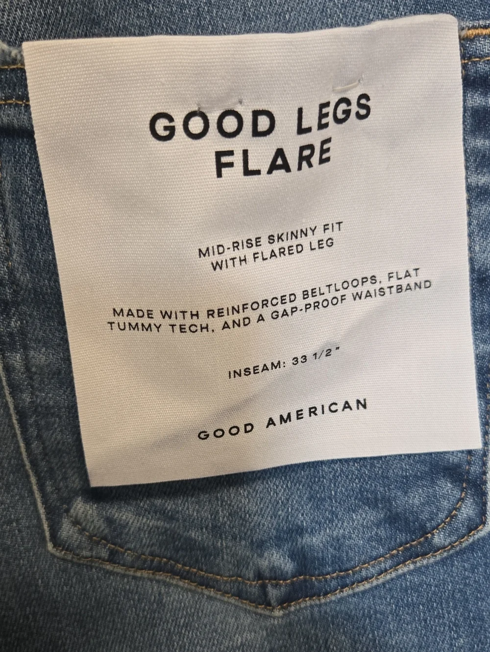 Good American Good Legs Mid-Rise Flare Jeans Indigo1211 Retro Size 6/28 NWT - Picture 7 of 16